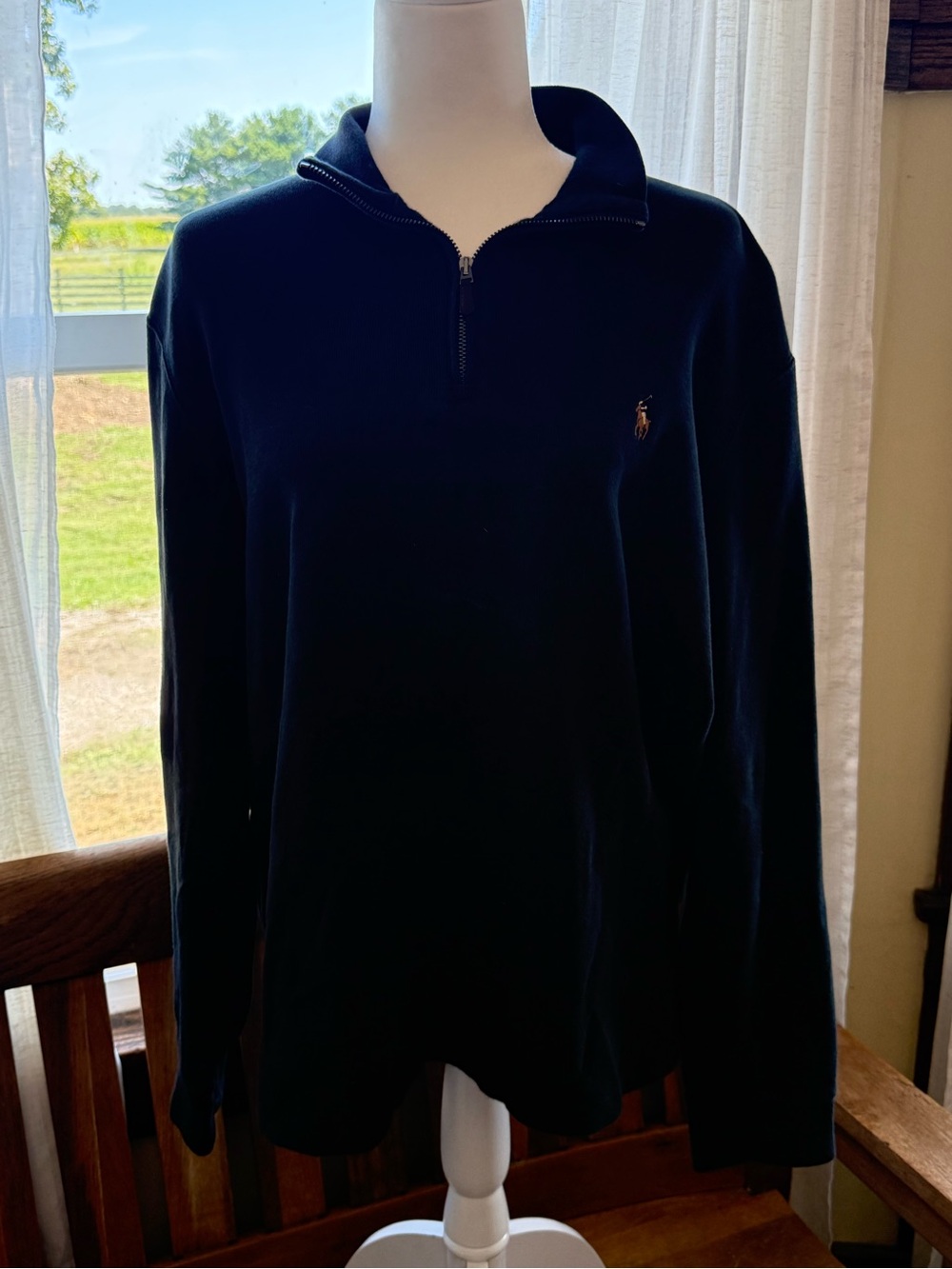 Ralph Lauren Men's Black Half-Zip Sweater with Pony Logo